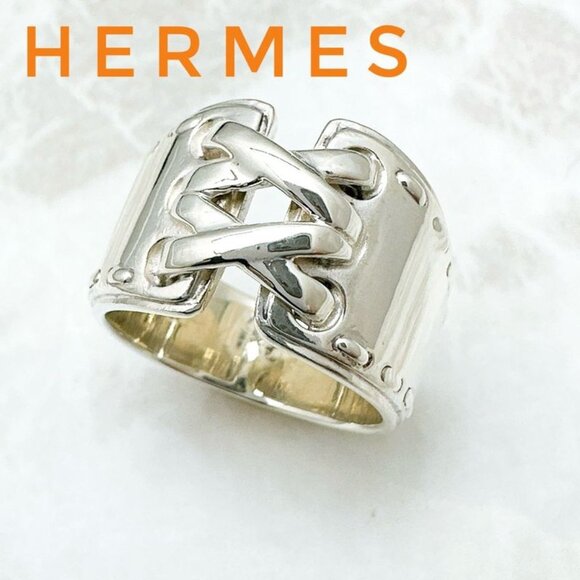 Hermes Mexican Corset Silver Ring 51 Approx No 10